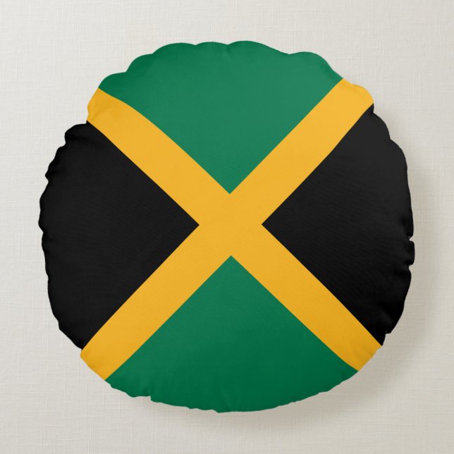 Jamaicas flagga rund kudde (Framsidan)