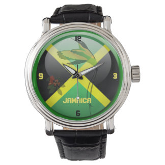 Jamaicn Jewels Black Vintage Leather Strap Armbandsur