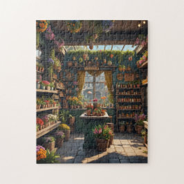 jamaikansk blomsterbutik inuti intressant pussel