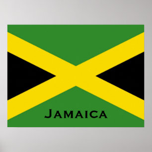 Jamaikansk flagga med Jamaica ordvärlds flaggor Poster