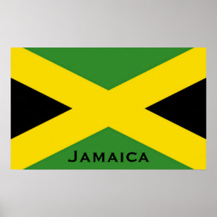 Jamaikansk flagga till kanten med det Jamaica ord Poster
