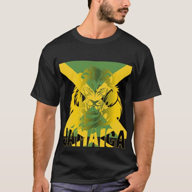 Jamaikanskt Flagga Lejonare om Judah One Kärlek T- T Shirt (Framsida)