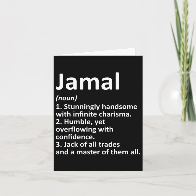Jamal Definition Personlig Namn Funny Birthday Kort (Framsida)