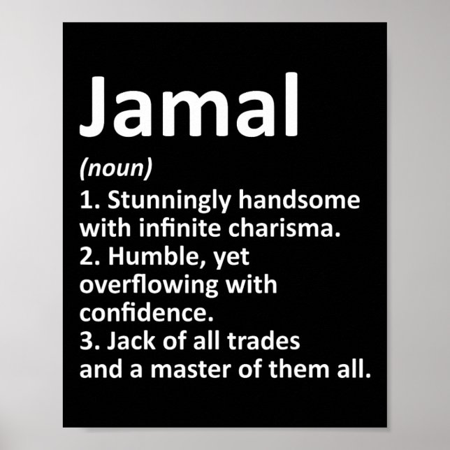 Jamal Definition Personlig Namn Funny Birthday Poster (Framsidan)