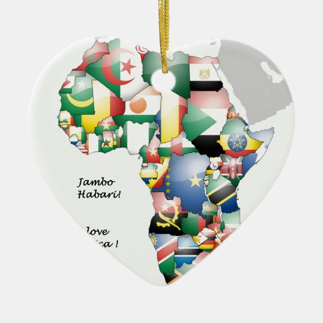 Jambo Habari Afrika! I KÄRLEK AFRIKA Julgransprydnad Keramik (Framsidan)