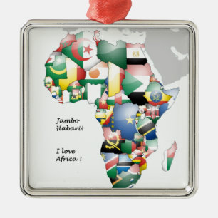Jambo Habari Afrika! I KÄRLEK AFRIKA Julgransprydnad Metall