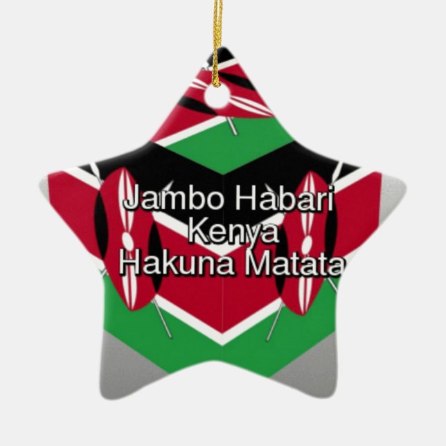 Jambo Habari! Kenya Hakuna Matata Julgransprydnad Keramik (Framsidan)