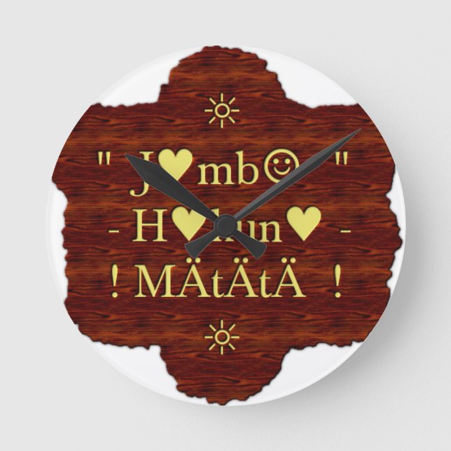 Jambo Hakuna Matata: African Art Print/Graphic Rund Klocka (Framsida)