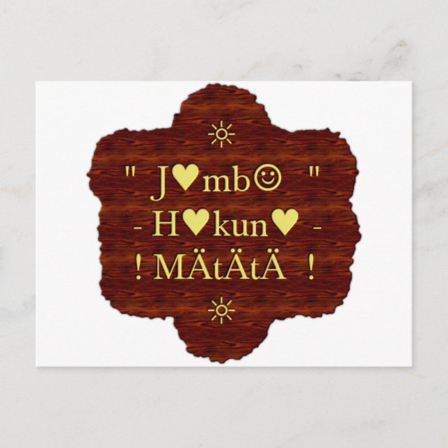 Jambo Hakuna Matata: African Art Print/Graphic Vykort (Framsida)