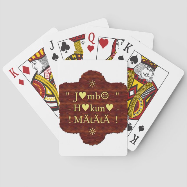 Jambo Hakuna Matata: Afrikansk konsttryck/Grafik Spel Kort (Baksidan)
