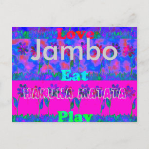 Jambo Hakuna Matata Kärlek Äta Leka Blommig Vykort