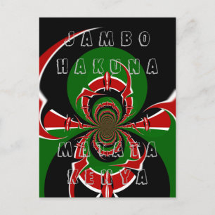 Jambo HAKUNA MATATA Kenya Black Red Grönt Fla Art Vykort