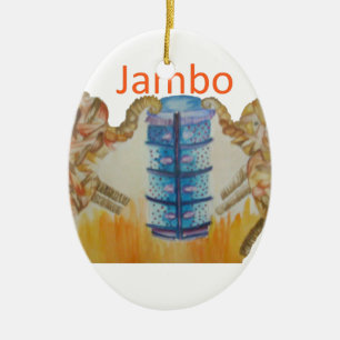 Jambo Jumbo African Kids Elephants Art Skriv ut Julgransprydnad Keramik