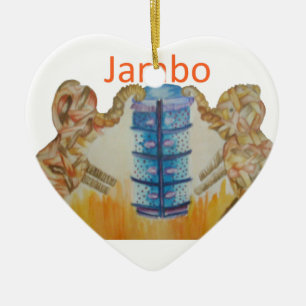 Jambo Jumbo African Kids Elephants Art Skriv ut Julgransprydnad Keramik