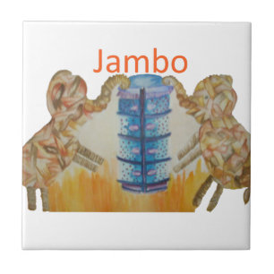 Jambo Jumbo African Kids Elephants Art Skriv ut Kakelplatta