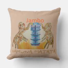 Jambo Jumbo African Kids Elephants Art Skriv ut Kudde