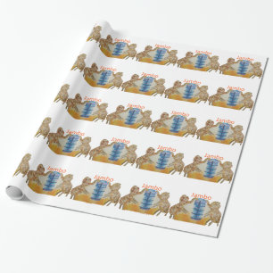 Jambo Jumbo African Kids Elephants Art Skriv ut Presentpapper