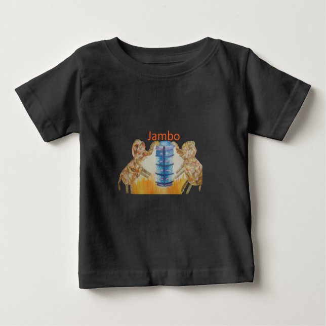 Jambo Jumbo African Kids Elephants Art Skriv ut T-shirt (Framsida)