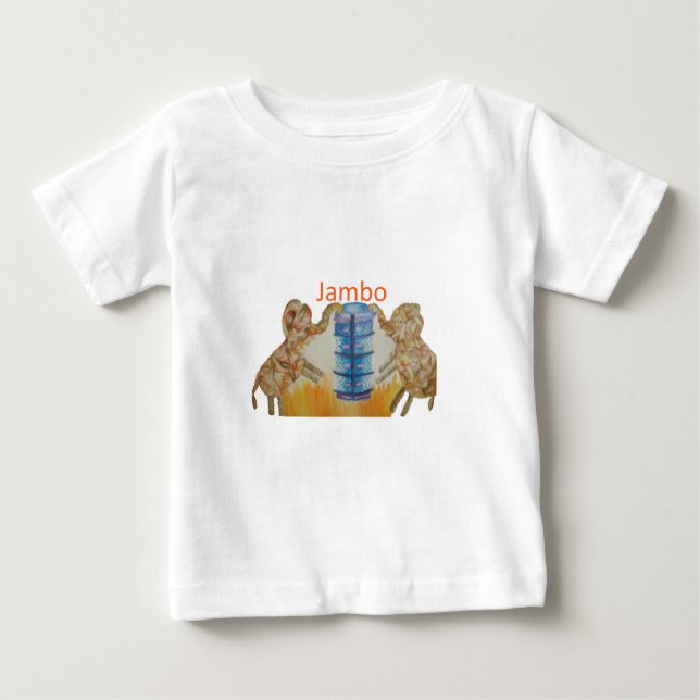 Jambo Jumbo African Kids Elephants Art Skriv ut T-shirt (Framsida)