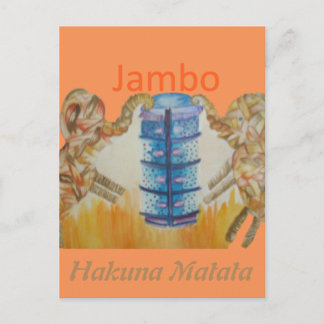Jambo Jumbo African Kids Elephants Art Skriv ut Vykort