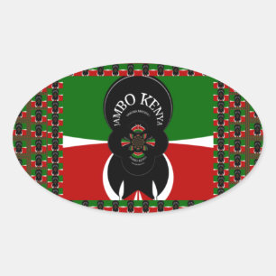 Jambo Kenya Art Skriv ut Ovalt Klistermärke