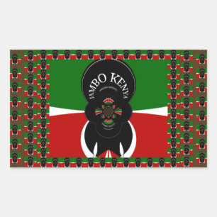Jambo Kenya Art Skriv ut Rektangulärt Klistermärke