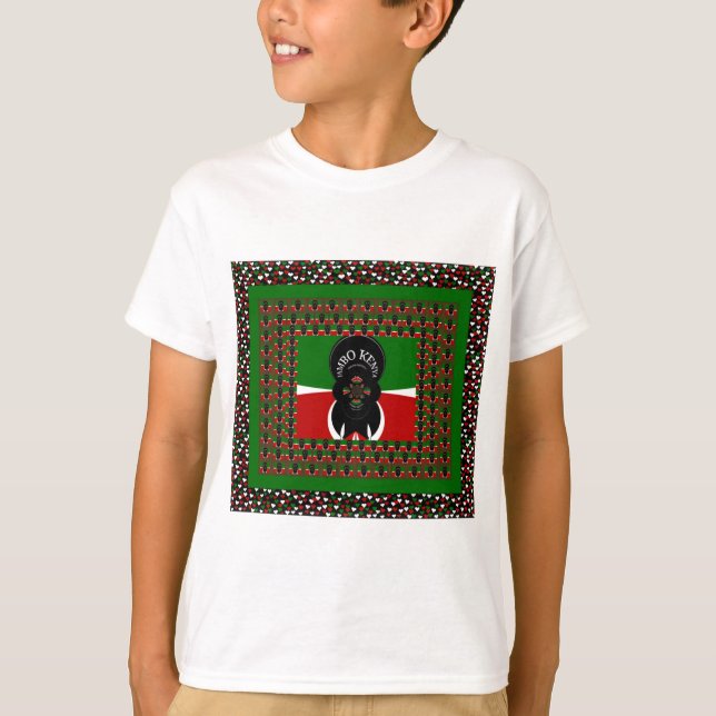 Jambo Kenya Art Skriv ut T Shirt (Framsida)