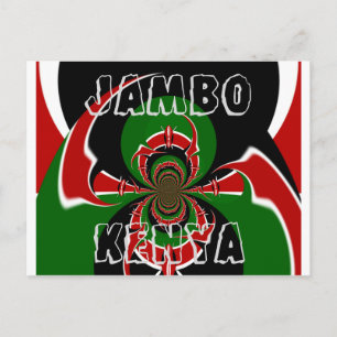 Jambo Kenya BLACK RED GRÖNT GRAPHICS HAKUNA MATATA Vykort