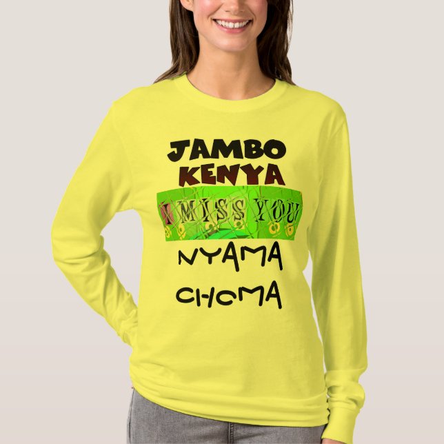 Jambo Kenya Hakunamatata Jag saknar U som Nyama ch T-shirt (Framsida)