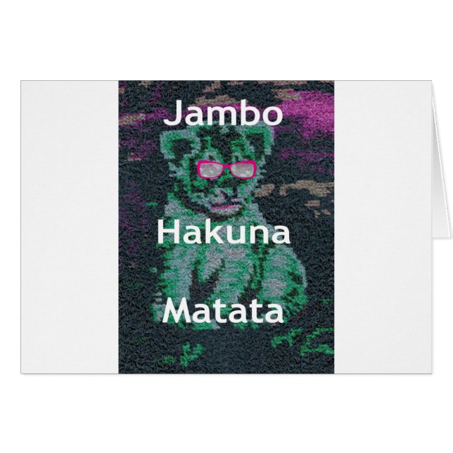 Jambo lejonare unge hakuna matata hälsningskort (Framsidan Horizontal)
