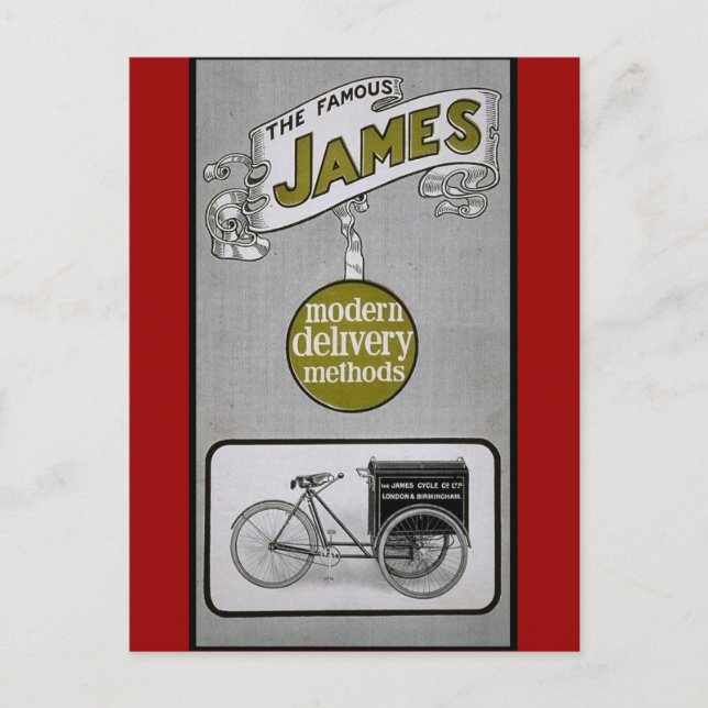 James 1913 Delivery Bicycle Advertisment Vykort (Framsida)