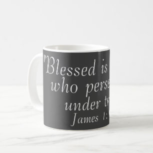 James 1:12 Bibelcitat Skriv ut Grått Coffee Kaffemugg