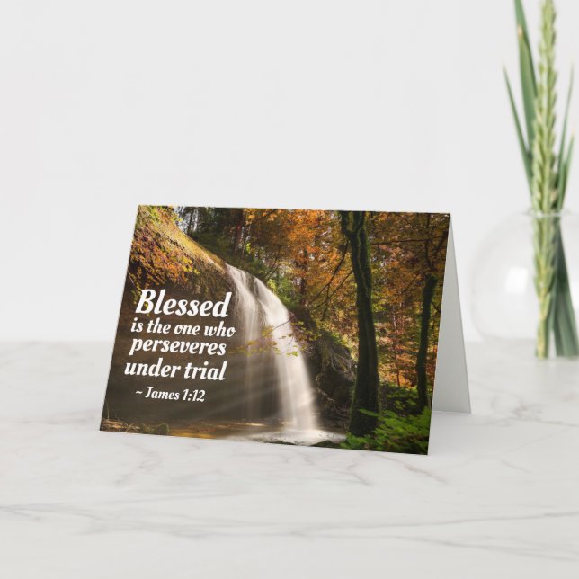 James 1:12 Blad är den som framhärdar Bible Kort (Framsida)