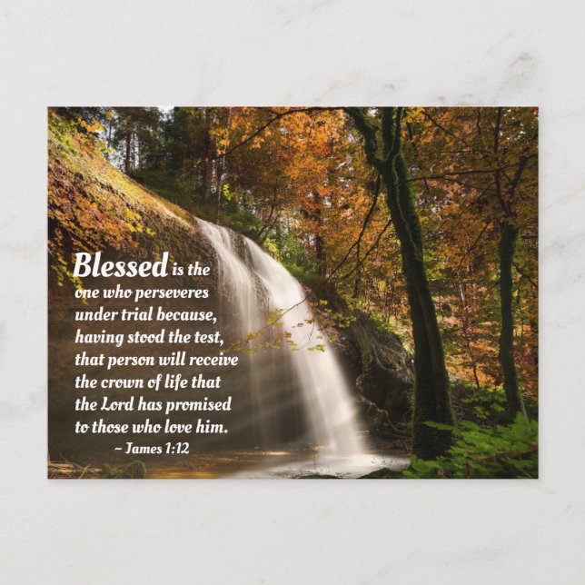 James 1:12 Blsed är den som framhärdar Bible Vykort (Framsida)