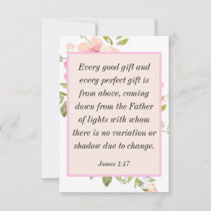 James 1:17 Bible Verse Om Blating Blommigt Card Inbjudningar