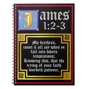 James 1:2 1:3 Upplyst KJV-biblisk citat Anteckningsbok