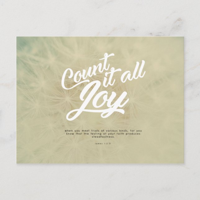 James 1:2-3 - Räkna det med glädje Vykort (Framsida)