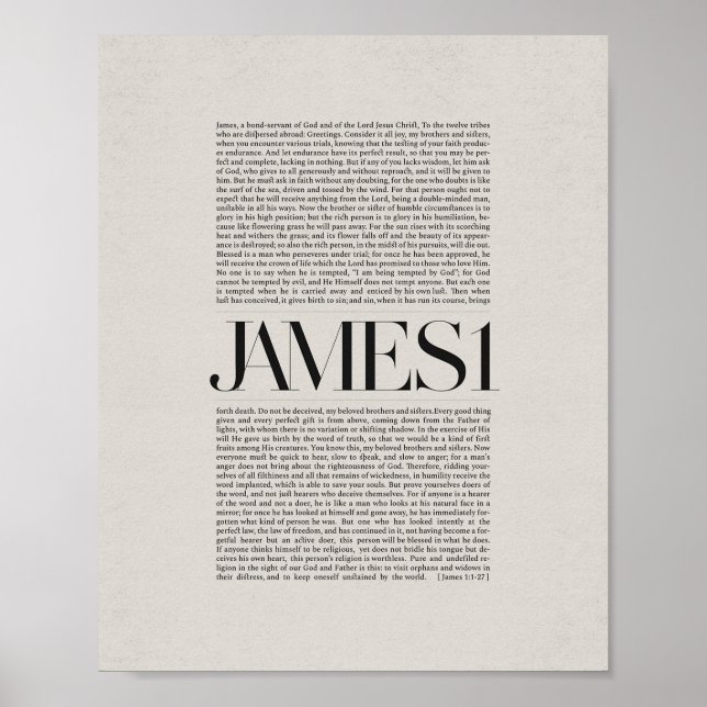 James 1 - Faith and Endurance Bible Verse Wall Art Poster (Framsidan)