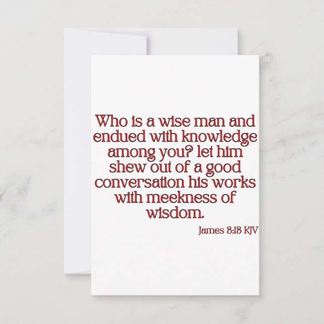 James 3:13 KJV Bible Verse Flat Greeting Card Kort (Framsida)