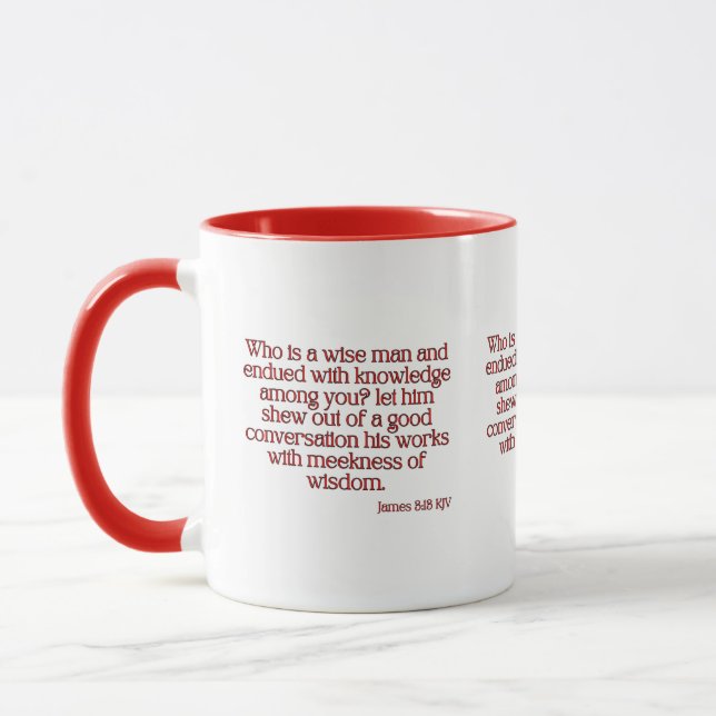 James 3:13 KJV Bible Verse Two-Tone Mugg (Vänster)