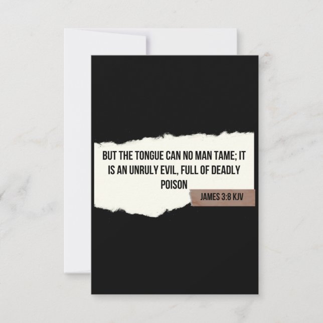 James 3:8 KJV Bible Verse Flat Greeting Card Kort (Framsida)