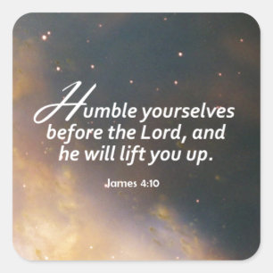 James 4:10 fyrkantigt klistermärke