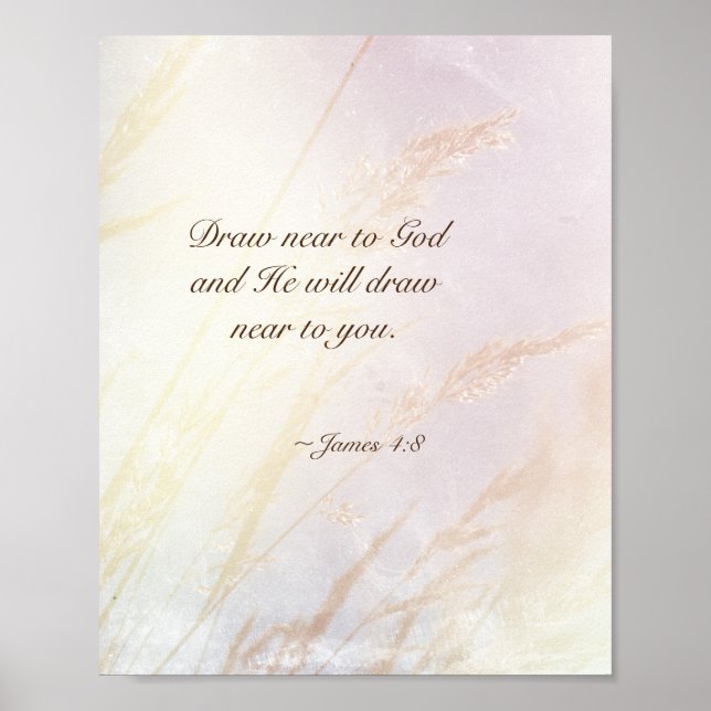 James 4:8 Rita nära Gud Bible Verse Poster (Framsidan)
