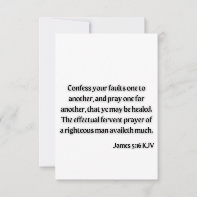 James 5:16 KJV Bible Scripture Greeting Card Kort (Framsida)