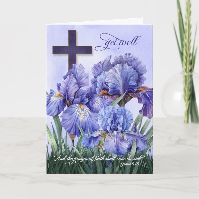 James 5 Religiösa Kor och Lila Iris kommer bra Kort (Framsida)