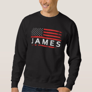 JAMES AMERIKANSK FLAGGA FÖR JAMES LÅNG ÄRMAD TRÖJA