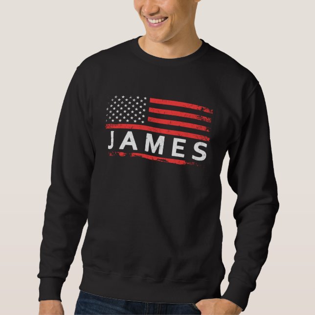 JAMES AMERIKANSK FLAGGA FÖR JAMES LÅNG ÄRMAD TRÖJA (Framsida)