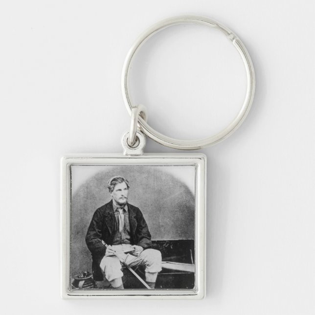 James Augustus lån Fyrkantig Silverfärgad Nyckelring (Framsidan)