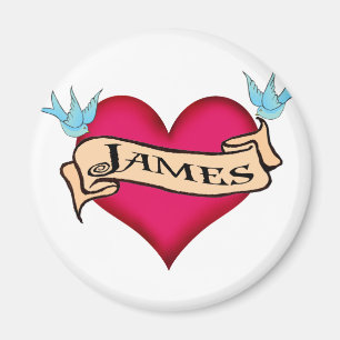 James - beställnings- hjärtatatueringT-tröja & Magnet