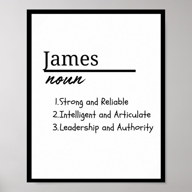 James, Boy Personlig Namn Definition Poster (Framsidan)